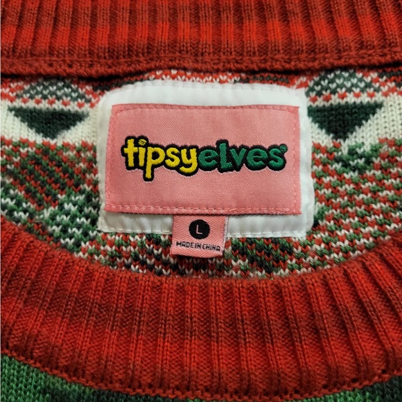 Tipsy Elves Red and Green Festive Corn Hole Sweater Ugly Christmas Sweater - Picture 2 of 8